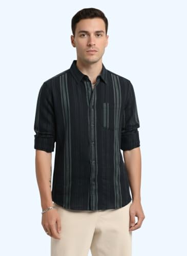 Image of Mens Casual N Formal Single Pocket Striped Shirt