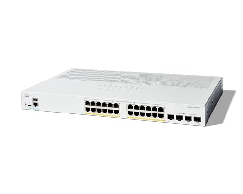 Cisco Catalyst 1300-24P-4G Managed Switch, 24 Port GE, PoE, 4x1GE SFP, Limited Lifetime Protection (C1300-24P-4G)