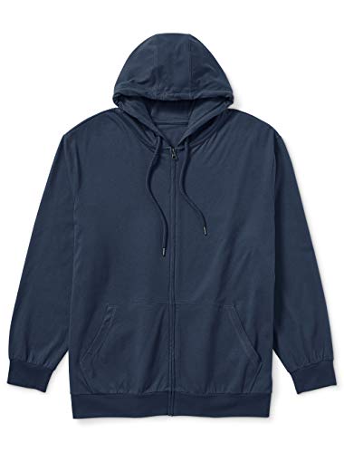 Amazon Essentials Men's Big & Tall Lightweight Jersey Full-Zip Hoodie fit by DXL Sweater, -Navy, 4X Tall
