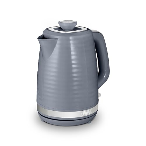 Image of Tower T10077GRY Saturn Kettle with Quick Boil, 1.7L, 3000W, Grey and Chrome Accents