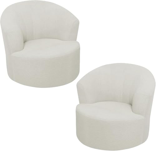 jojomis Swivel Barrel Chair Slipcover, Stretch Swivel Accent Chair Slipcover Round Club Armch Air Cover Modern Single Sofa Cover Soft Washable Furniture Protector for Living Room (Ivory White,2 Pcs)