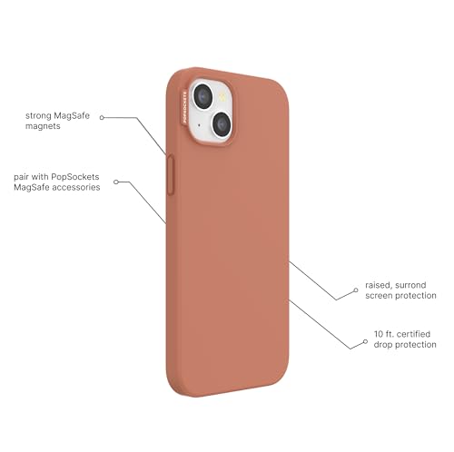 Image of PopSockets iPhone 15 Phone Case with MagSafe, Wireless Charging Compatible, Brown - Terra-Cotta
