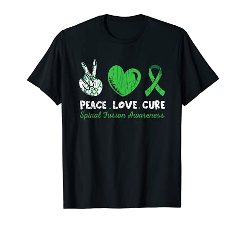 Peace Love Cure Funny Spinal Escoliosis Cirugía Gráfico Camiseta