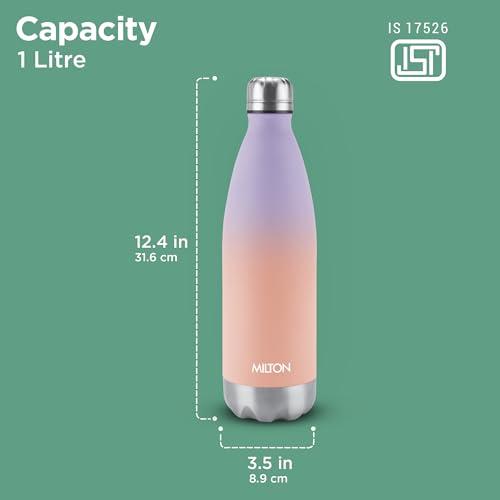 Milton Dewie Duo 1000 Thermosteel Water Bottle, 1000 ml, Peach Purple - Image 7