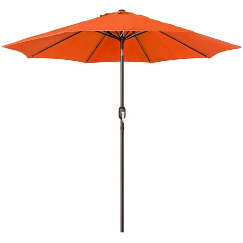 Image of Blissun 9' Outdoor Patio Umbrella, Outdoor Table Umbrella, Yard Umbrella, Market Umbrella with 8 Sturdy Ribs, Push Button Tilt and Crank