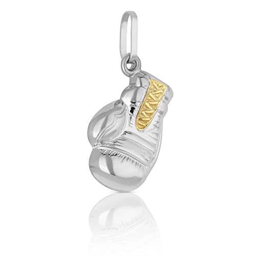 NKlaus 2 couleurs 14,5x10mm Argent 925 Sterling Pendentif Gants de boxe Rhodié 4879