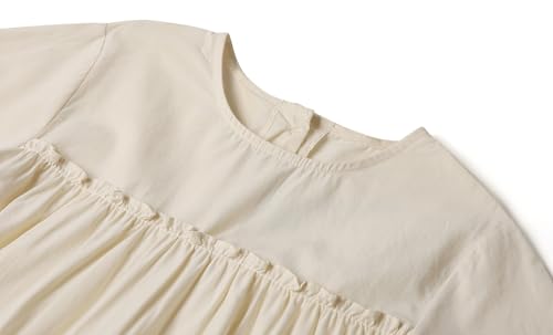 LittleSpring Girls Long Sleeve Blouse with Elastic Cuffs Crew Neck Tunic Tops 6-16 Year3