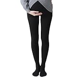 [Joyancejt] マタニティタイツ 裏起毛 冬 リブ マタニティ ストキング あったか ウェスト調整 ゆったり コットン 厚手 480g（ブラック