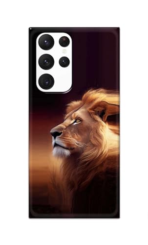 Image of Plastic Printfidaa Printed Hard Back Cover Case For Samsung Galaxy S22 Ultra 5G Back Cover (Danger Lion) -112, Multicolor