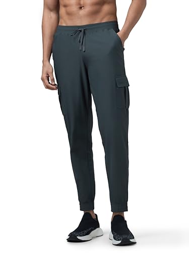 TECHNOSPORT Men's Regular Fit Active Cargo Track Pant with Duracool+ for Gym, Workout & Sports - (MPP735CGY_City Grey_L)
