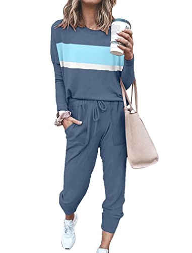 Image of Bofell Lounge Sets for Women 2 Piece Fall Outfits 2023 Fashion Trending Now Sweatsuits Tracksuits with Pockets Loose Fit