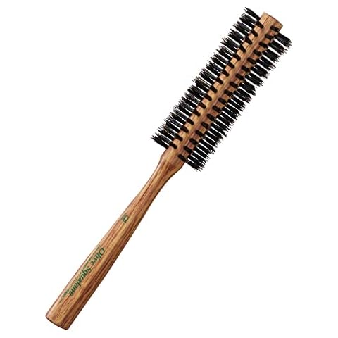 Terra Distribution Natural Boar Bristle Round Brush [Made in Japan] Olive Oil Blended Bristles as Beauty Essence Cover