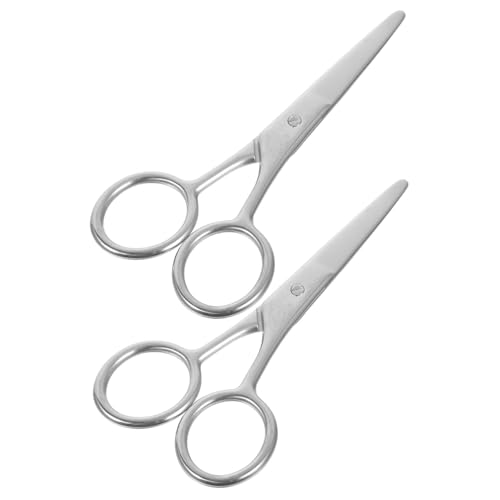 SOESFOUFU Set of 2 Round Head Nose Hair Scissors Eyebrow Trimmer Beauty Scissors Stainless Steel Compact for Travel