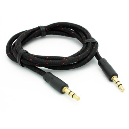 Cable Auxiliar Jack 3.5mm Negro Trenzado 1 Metro miniatura 2