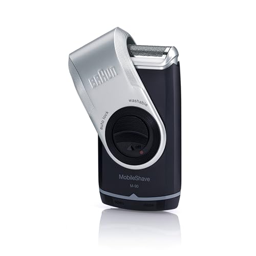 Image of Braun MobileShave M-90 Travel Shaver Silver (Precision Trimmer, Smart Foil, Wide Floating Foil, Washable)