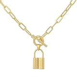 Género: mujer Nuevo OT hebilla moda cerradura colgante clip 14 K chapado en oro cadena de oro para mujeres bloqueo y llavero collar