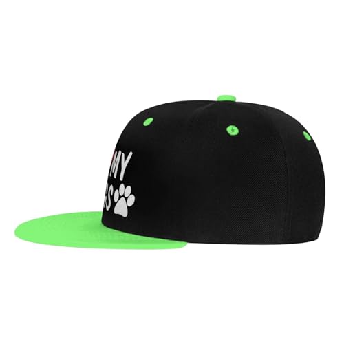 I Love My Dog Paw Flat Brim Hat Kids Fashion Hip Hop Style Contrast Color Snapback Hat Red4
