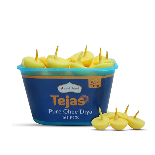 Shubhkart Tejas Pure Ghee Wicks| Batti| Diya for Pooja, 60 Pieces, Wax Free Vegan Ghee Batti/Wicks/Jyot for Pooja Aarti (Pack of 1, 60Pieces) (B09PLGMCKZ) Amazon Price History, Amazon Price Tracker
