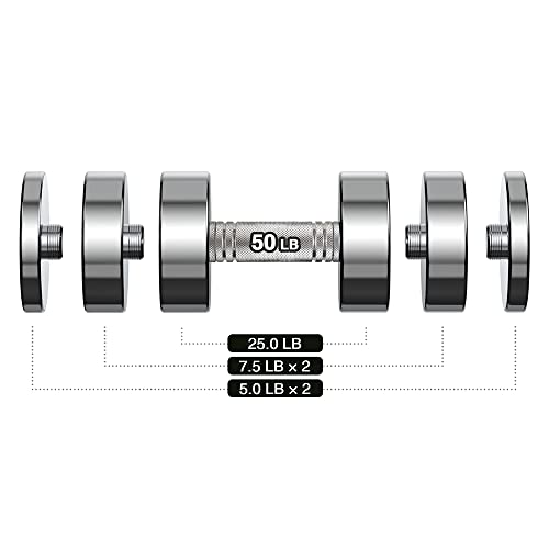 Image of Northdeer Steel Dumbbells Ultracompact & Adjustable Chrome Dumbbell with Foam Handles 5lb 10lb 15lb 20lb 30lb 50lb Home Gym Workout (Choice of Size)