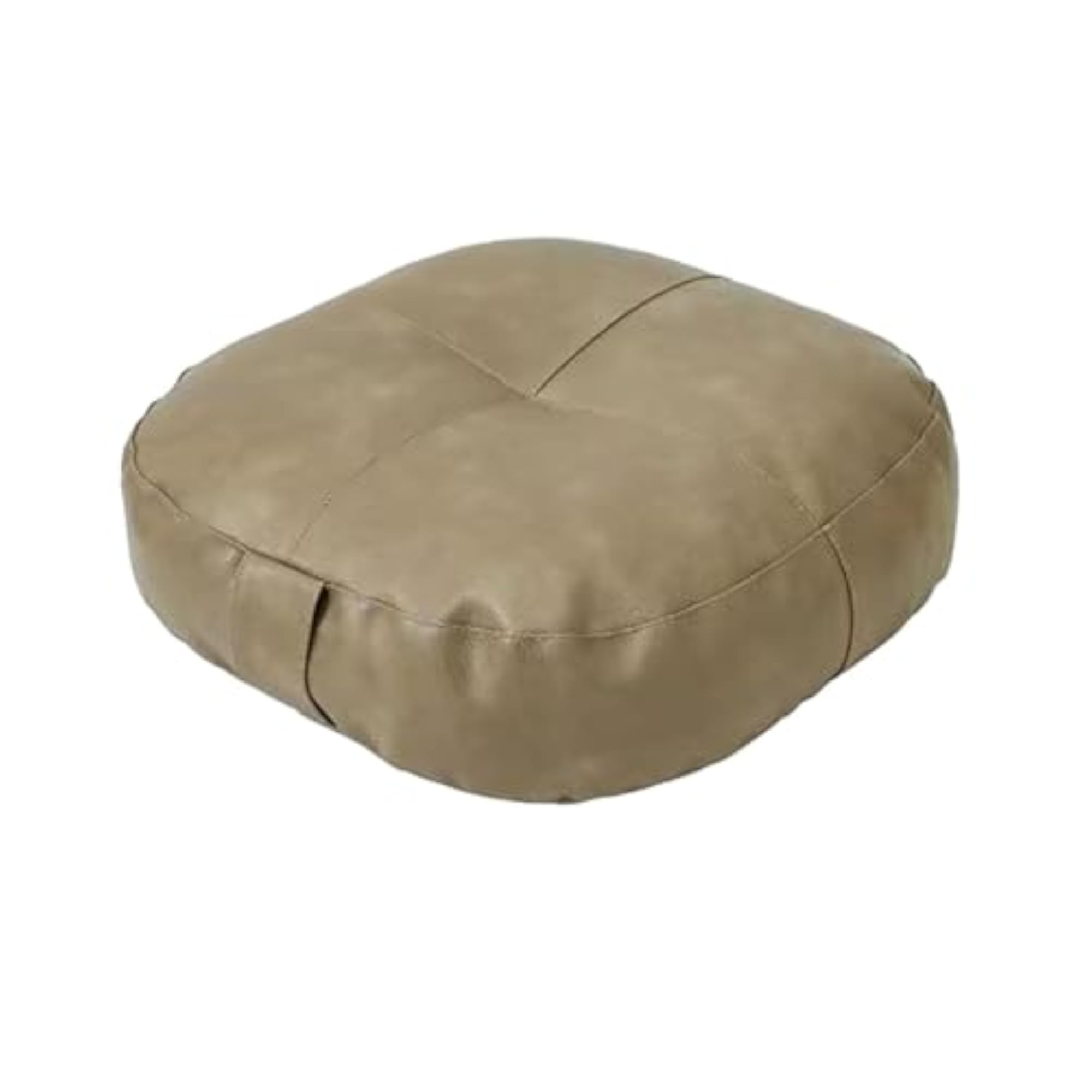 Round Floor Decorative Ottoman Pouf for Balcony, Light Khaki