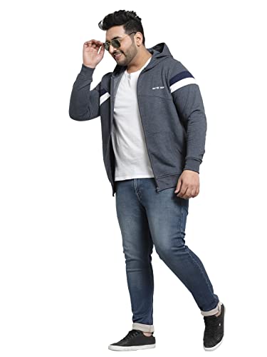 Image of Kalt Men Full Sleeves Zipper Fleece Striped Hoodie