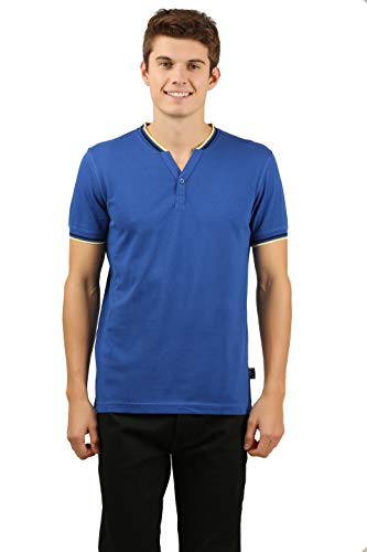 Image of ZEBU Men's Half Sleeve Cotton Henley Neck Tshirt with bio wash (Pack of 1).