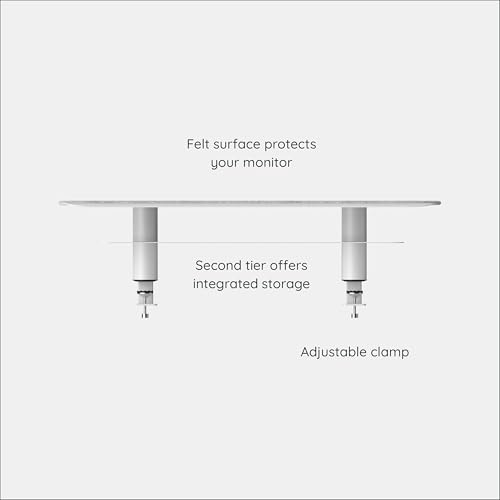 Image of Branch Monitor Stand | Elegant, Durable Powder-Coated Steel Stand with Soft Felt Liner, Small Monitor Riser Second Tier Storage, White