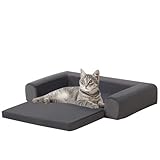 DGBAOBEI Cama para mascotas 2 en 1, cama plegable para cachorros, sofá de tela de terciopelo para gatos y cachorros (gris)