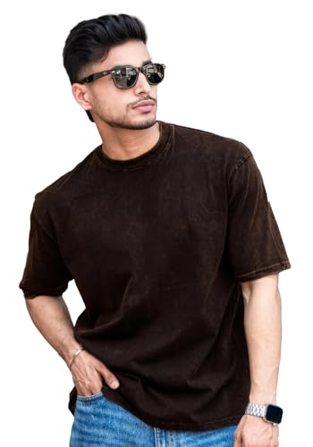 Image of boffi ... 100% Cotton Oversized T-Shirt Unisex Drop Shoulder Optical Washed Street Look Black Pack of 1