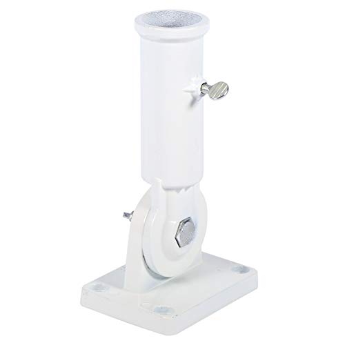 Nikou Flag Pole Holder - Adjustable Flag Pole Bracket Heavy Duty Wall Mount Flag Pole Holders White Metal Flag Pole Windsock Base with Screws