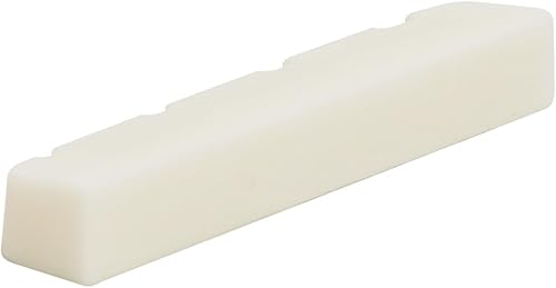 Miniatura 45 de Miwayer Tuerca de puente de hueso de bajo eléctrico de 4/5/6 cuerdas, parte inferior plana, preranurada, hecha de hueso real