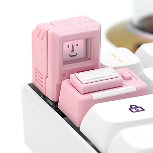Image of HELOIA Custom Magnetic Light Transmission Keycaps for Esc and Tab Keys - Classic Retro Mechanical Backlit Keyboard for GK61 GK64 SK87 GH60 PC Gamer and Most Keyboards (Pink)