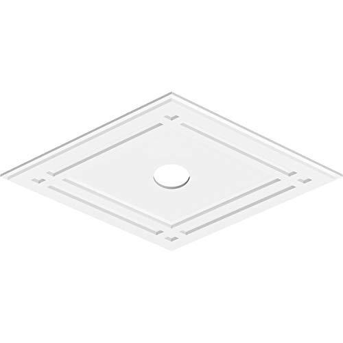 Image of Ekena Millwork CMP38X25DD-04000 Diamond Architectural Grade PVC Contemporary Urethane Ceiling Medallions 38 inchW x 25 3 /8 inchH x 4 inchID x 13 1 /4 inchC x 1 inchP