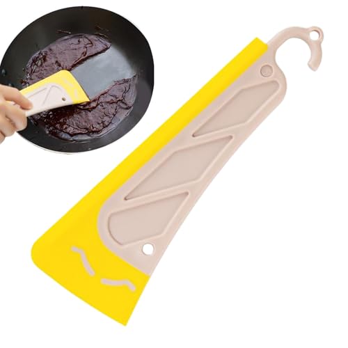 Rascador de platos – Rascador de silicona reutilizable para ollas, diseño de cabeza suave, mango ergonómico antideslizante, resistente al calor para cocinas y estufas, perfecto para tareas de limpieza