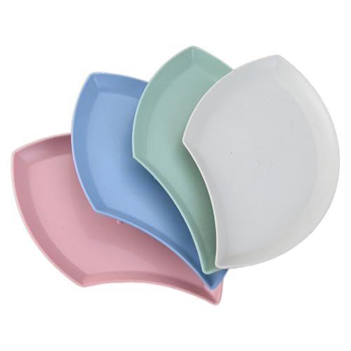 Image of YANCI Lightweight Wheat Straw Appetizer Plates, Reusable Unbeakeable Dinner Plates Set, 18 x 11 cm, Dishwasher & Microwave Safe (Multicolor, Pack of 4)