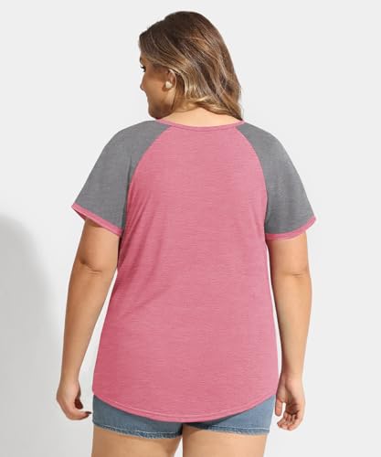 Image of CARCOS Plus Size Tops for Women Short Sleeve Shirt Summer Star /Leopard /Tie Dye /Flower Crewneck Pullover Tunic XL-5XL