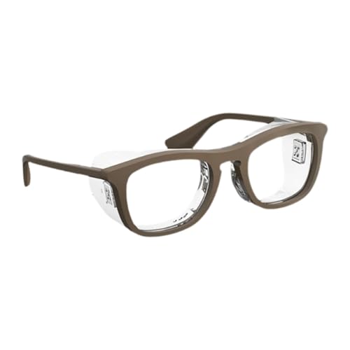 ドライアイ用のフラットミラー付きメガネ ゲームや仕事に最適な透明アイウェア, 茶色