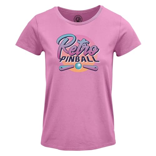 T-shirt flliper retro pour femme au col rond classique style arcade vintage