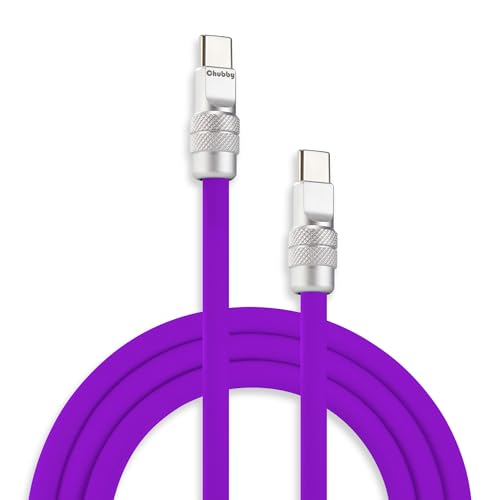 Image of chubbycable Chubby 2.0 USB C 240W Fast Charging Cable Silicone Soft Durable USB C Cable Extra Thick Charger Cord Compatible with iPhone 17-15 Series iPad, Purple, Type-C to Type-C, 16.4FT