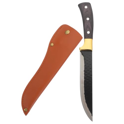BIUDECO Cortador Deshuesador para Cocina Profesional de 7 Pulgadas Mango Ergonómico de Madera y Funda de Cuero, Utensilio para Chef Casero y Preparación de Carne y Verduras