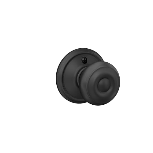 Image of Schlage F170 GEO 622 Georgian Door Knob, One Sided Non-Turning Dummy Door Handle, Matte Black