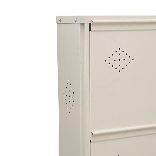 Image of Wall Mounted Shoe Rack - 4 Door, Metal Shoe Rack Cabinet with Doors | Covered & Dustproof | Space Saving Shoe Organizer for Home & Balcony (52 x 21 x 6 Inch, Ivory)