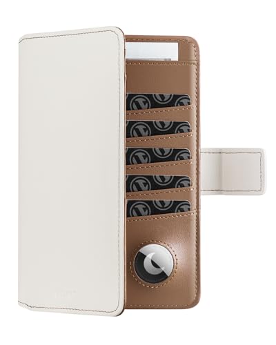 Image of VULKIT Passport Wallet Compatible with Airtag Holder RFID Blocking Bifold Travel Card Holder, Beige Brown, 6.9x4.3x0.9 inches, Minimalist