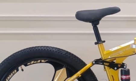 Image of Arrgrow Folding Mountain Bike, 26-inch, Gold and Yellow, 21-Speed Gears, Magnesium Alloy Wheels