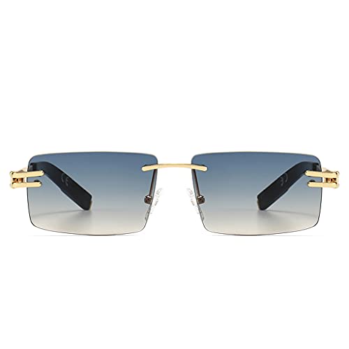 kachawoo Retro Rectangular Sunglasses Rimless Male Gold Metal Female Square Sun Glasses2