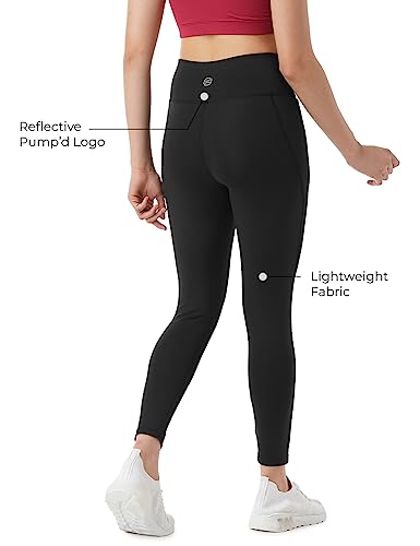 Image of PUMP'D Women's Stretchable Leggings -Two Deep Side Pockets, Ankle Length, Lightweight, Anti-Odor, Squat Proof, Dry Tech, Ultra Soft Seams