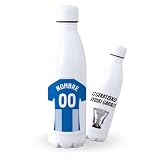 Botella de agua de Acero Inoxidable Personalizada equipo de Fútbol Barcelona. Botella termo personalizada deportiva. 500 ml Regalo Original para Aficionados del Futbol. (Alavés)