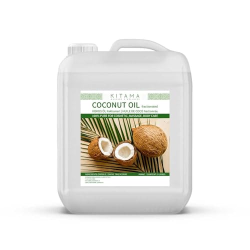 Aceite de coco fraccionado – Aceite de masaje neutro para bienestar y spa | Aceite vegetal portador de aceites esenciales | Vegano, inodoro, no graso, cuidado de la piel y el cabello (5000 ml)
