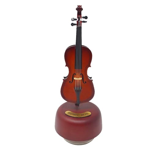 Image of AUGEN Exclusive Music Box Musical 360 rotatable Carousel Children's Wooden Men and Women Birthday Creative Christmas Valentine's Day Gift Home Decoration (Violin)