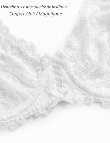 Wingslove Soutien-Gorge Emboîtant Femme avec Armature Non Rembourré Bralette en Dentelle (Blanc, 100D) – vue 8